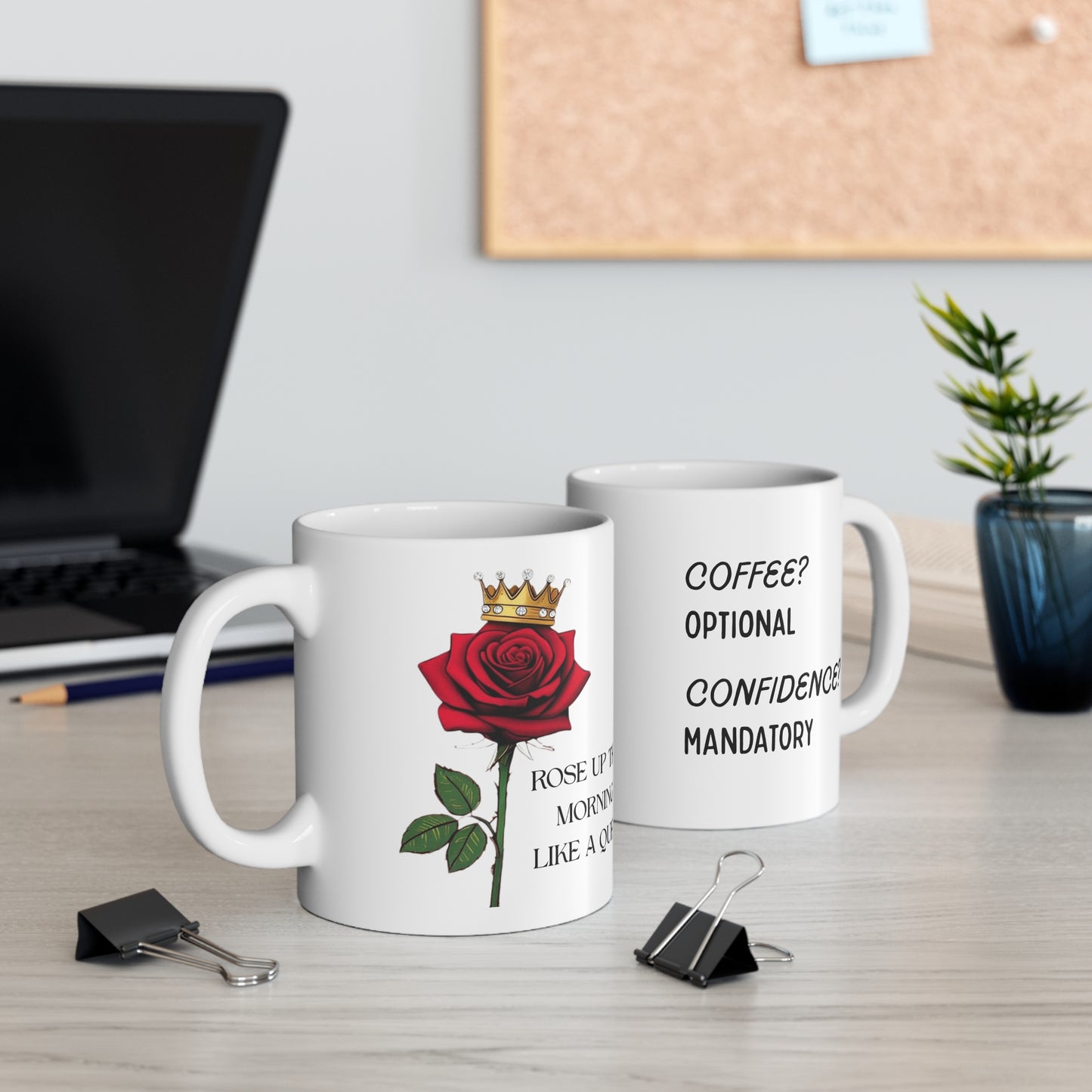 Queen Rose Ceramic Coffee Cup - Inspirational Mug for Coffee Lovers